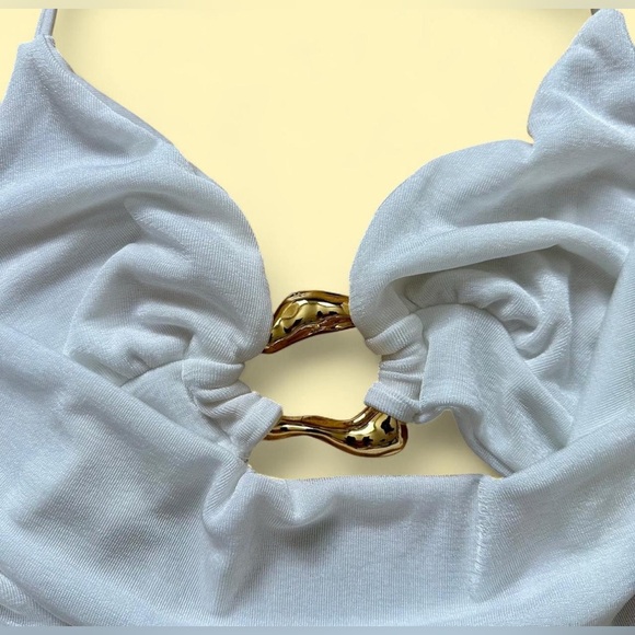 🤍SHEIN White Halter Tie-Back Cowl Top Size M NEW Summer Vacation Chic Trendy!!!🤍 - Picture 5 of 6